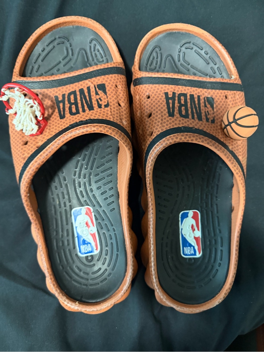 NBA Kids Basketball-Themed Slip-On Crocs in Orange and Black